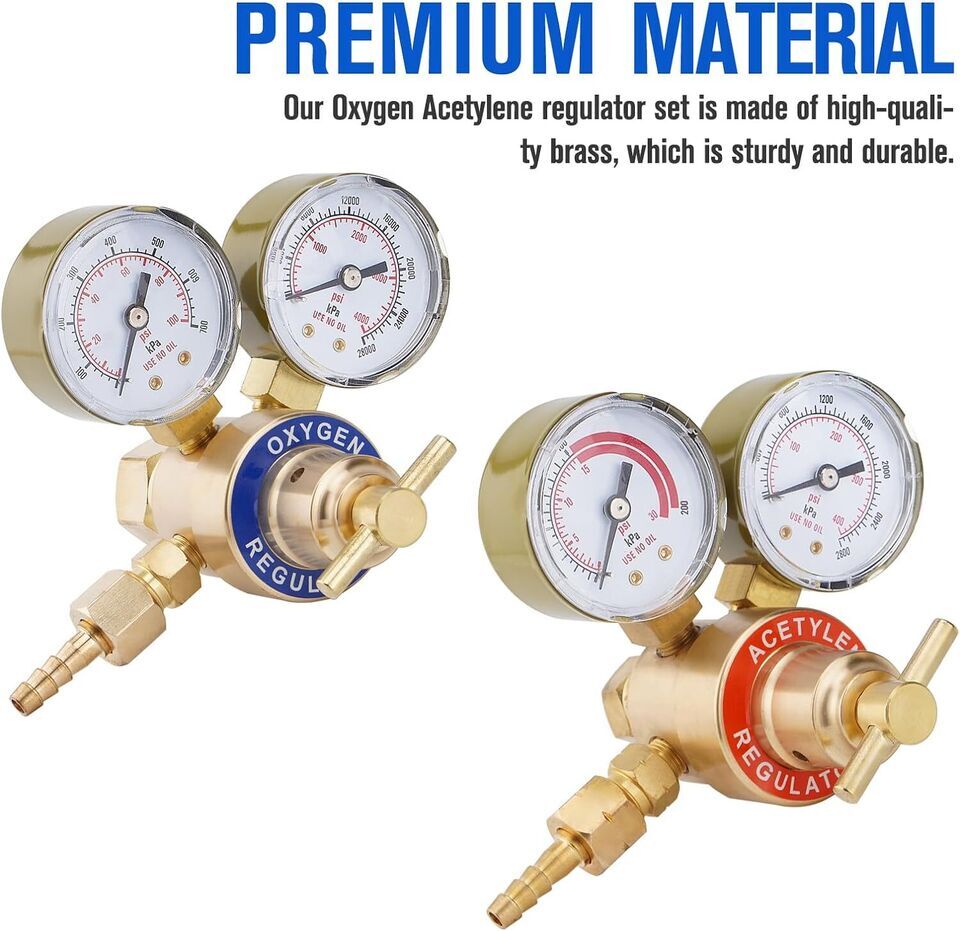 Oxygen Acetylene Gas Regulator Welding Cutting Torch Dual Gauge CGA540 CGA200