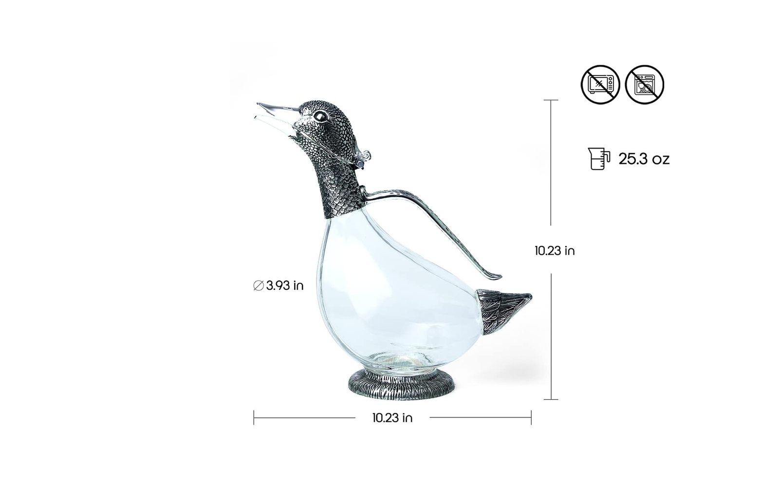 Regent Silverplated Duck Decanter 25.3 oz, 750ml Red Wine Carafe, Wine Gift, ...