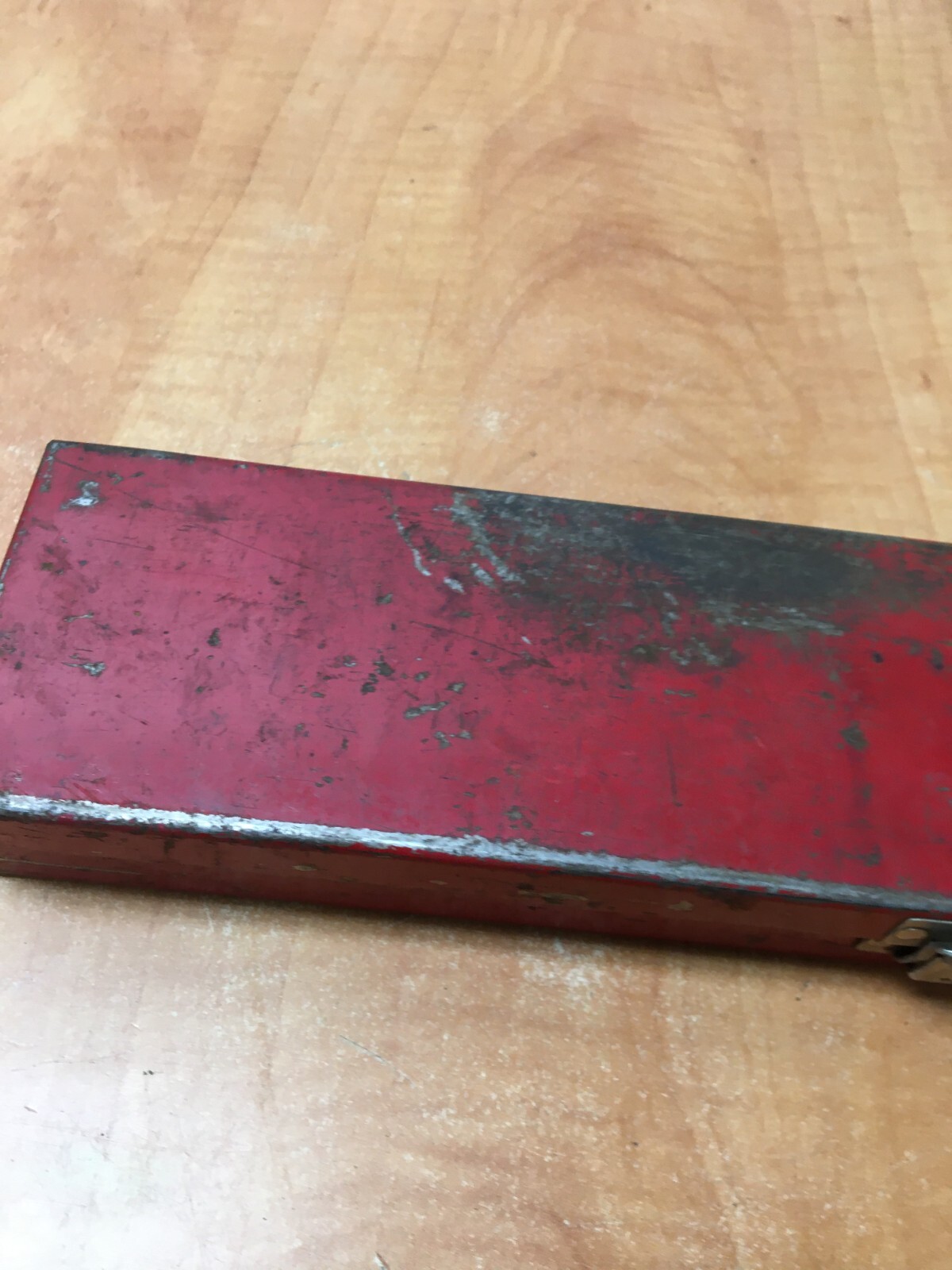 Vintage Husky Tool USA Red Metal Socket Case 15" x 3.25" x 1.5"