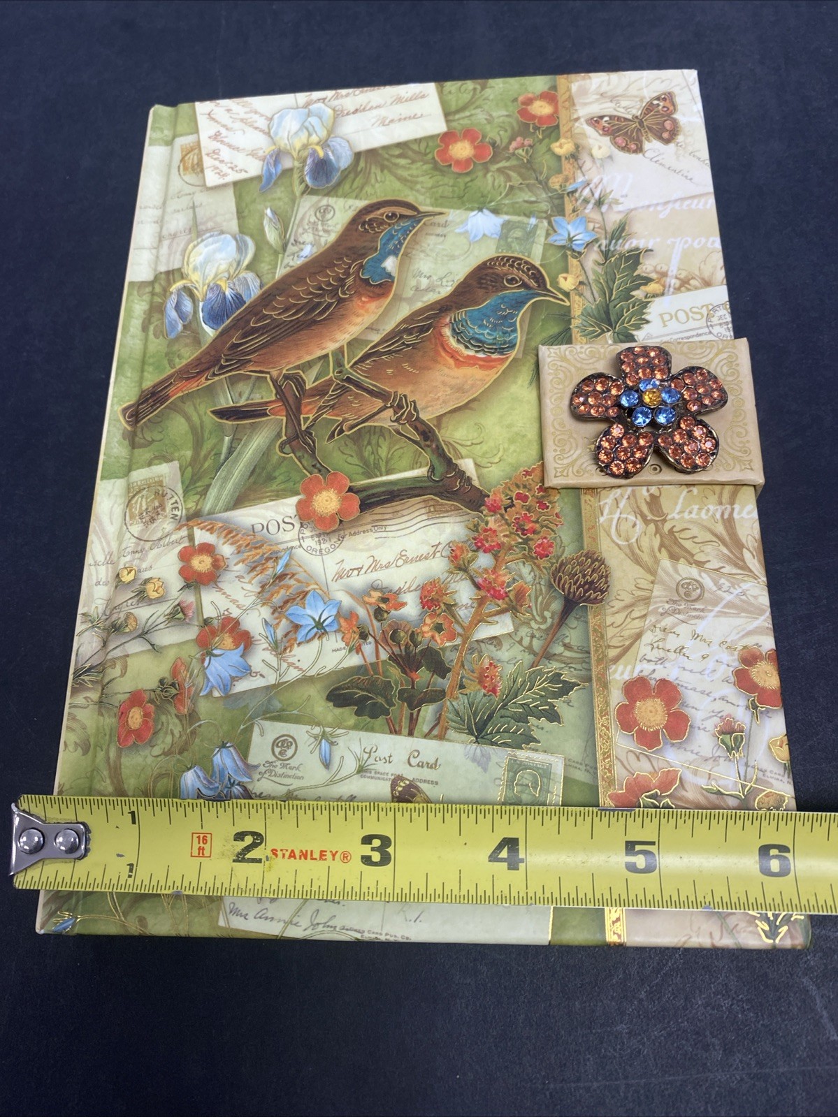 Punch Studio Boutique Brooch Journal Bluethroat Bird & Postcards Diary Notebook