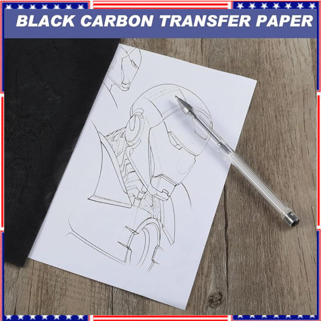 100 Sheets Carbon Paper, Black Graphite Paper for Tracing Patterns onto Wood, Pa