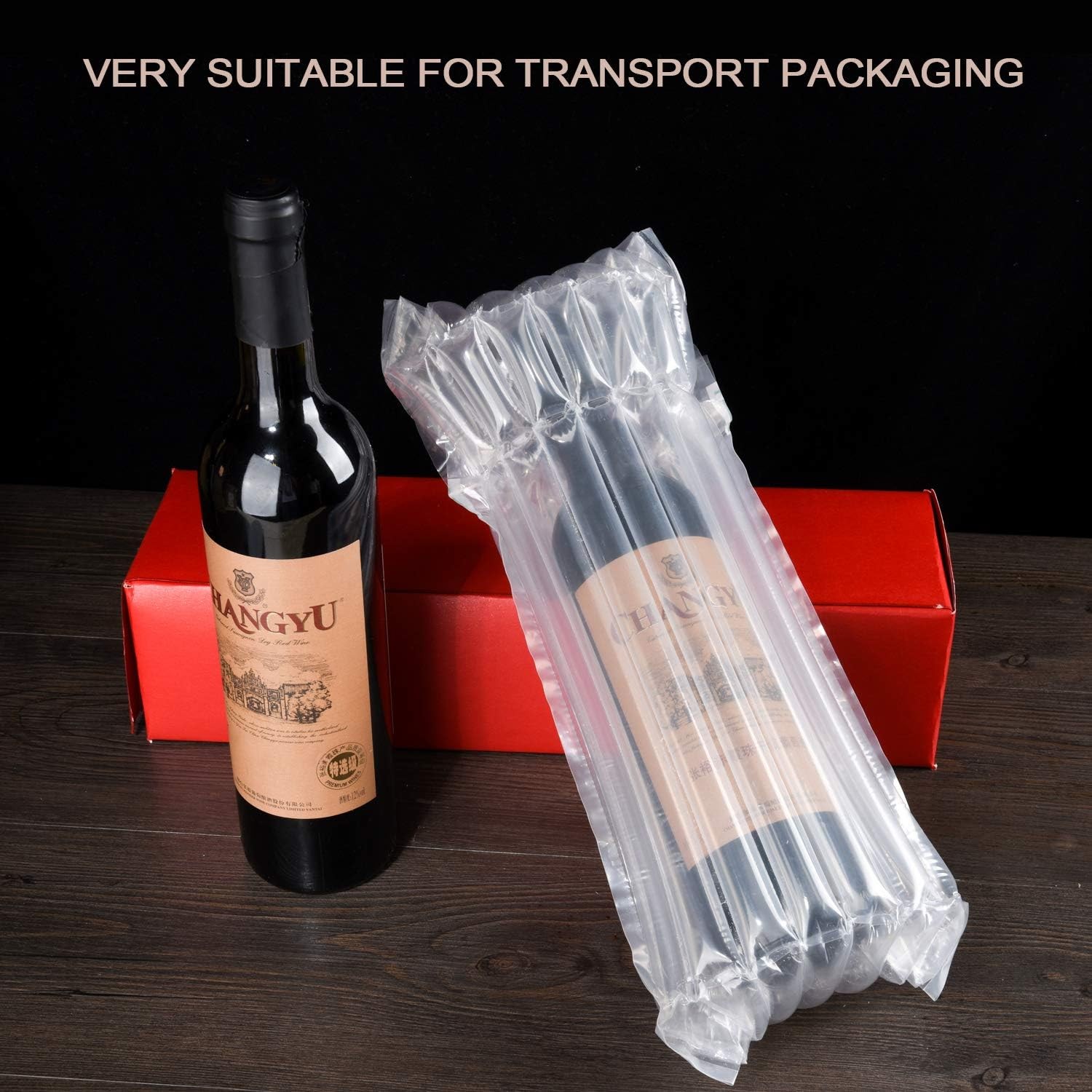 Wine Bottle Travel Protector Bags, Inflatable Shipping 10 pack, clear