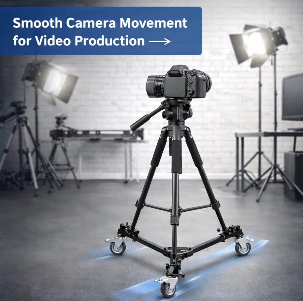 Professional Camera Tripod Dolly Folding Heavy Duty Wheels