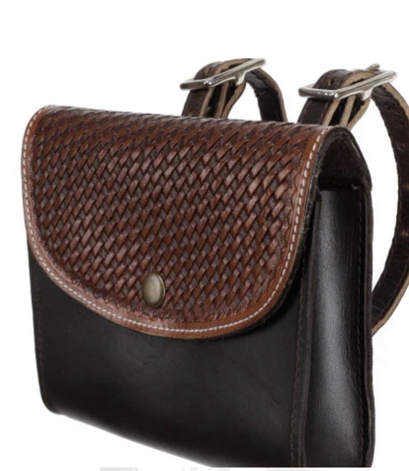 Basket Weave Leather Pommel Saddle Pouch / Bag