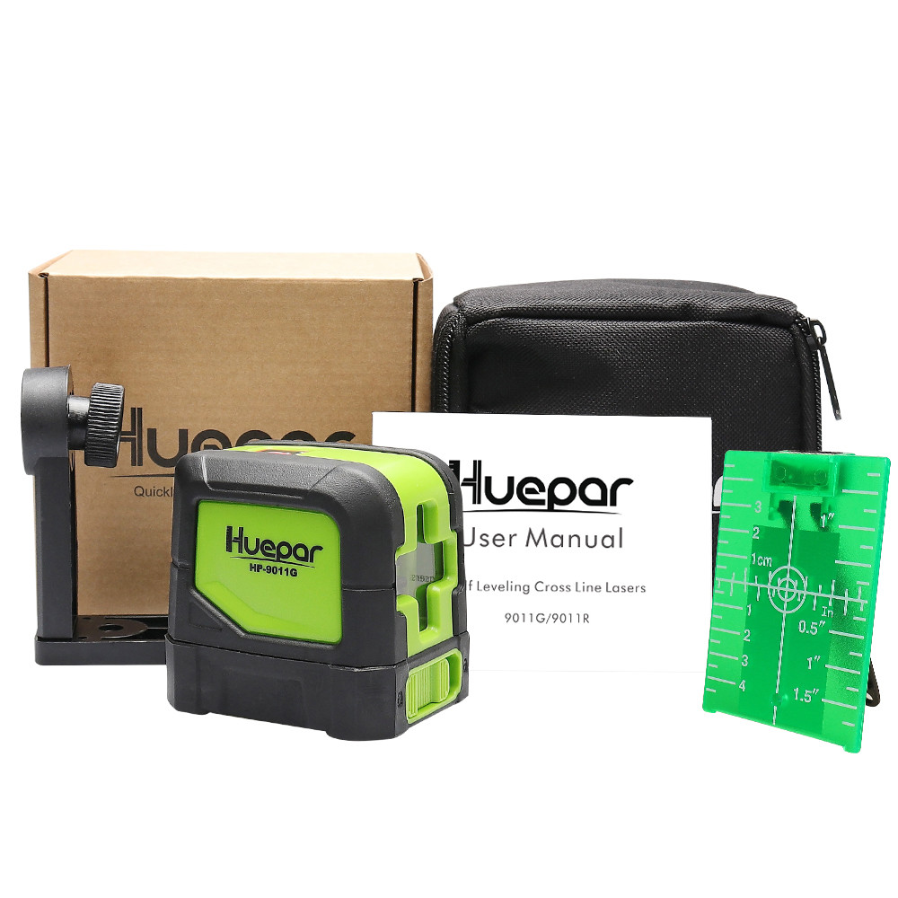 Huepar Green Laser Level DIY Cross Line Laser Self Leveling 9011G Bright Green