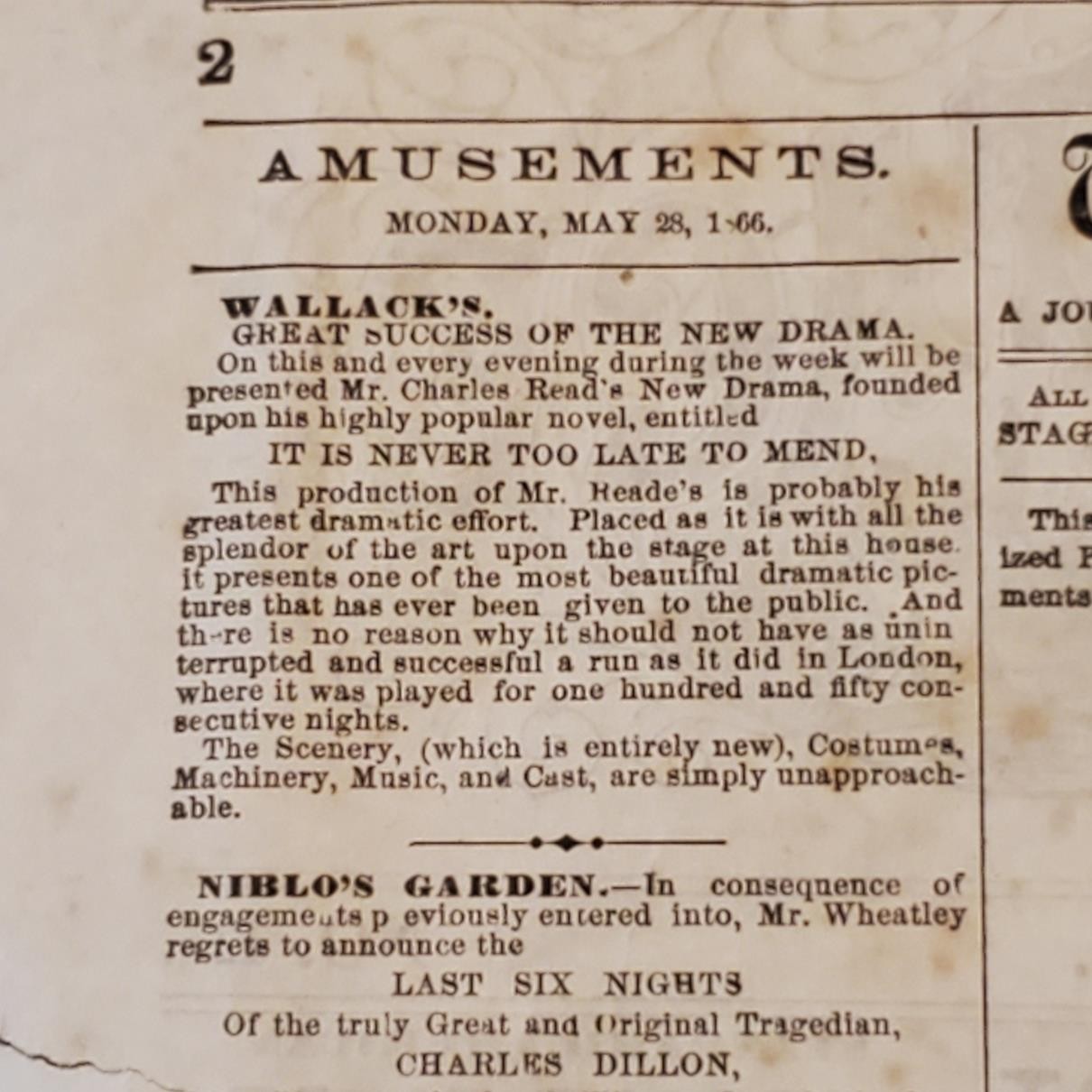 5019----1866 The Stage NYC theatre bulletin