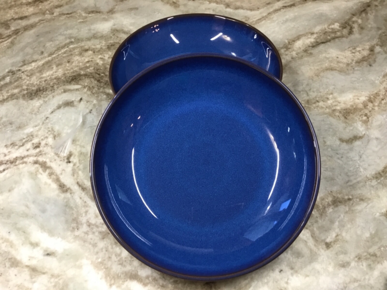 Large Pasta Bowls Denby Imperial Blue. Set Of 2 Made In England. New.