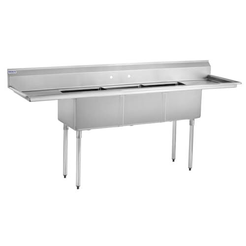 Kratos 29N-003 - Commercial NSF 3 Compartment Sink - 18"Wx18"Lx12"H Bowl Size -