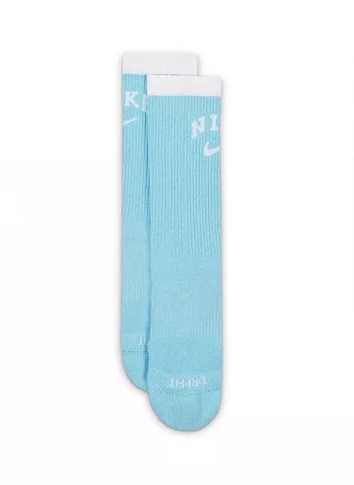 Men Nike Everyday Plus Cushioned Crew Socks 3 Pack Sky Blue Red Size Large 8-12