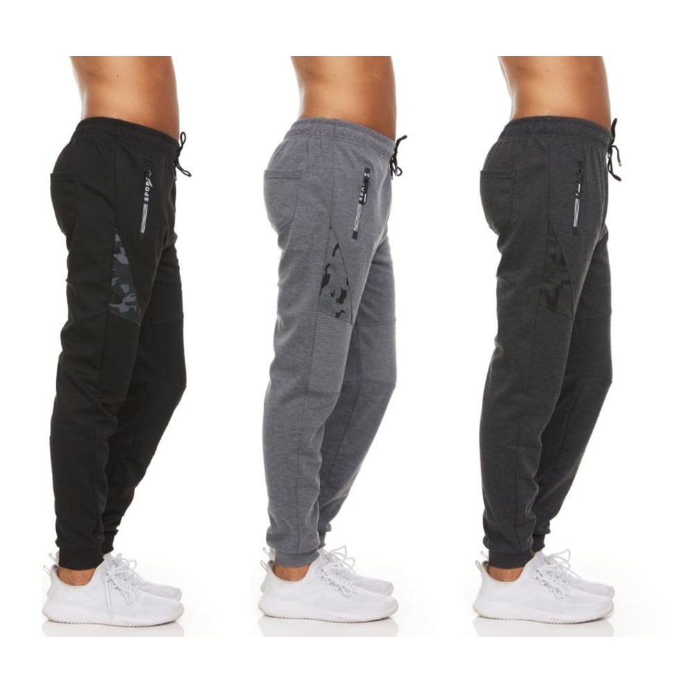 Men's Moisture-Wicking Jogger Pants with Zipper Pockets (3-Pack)