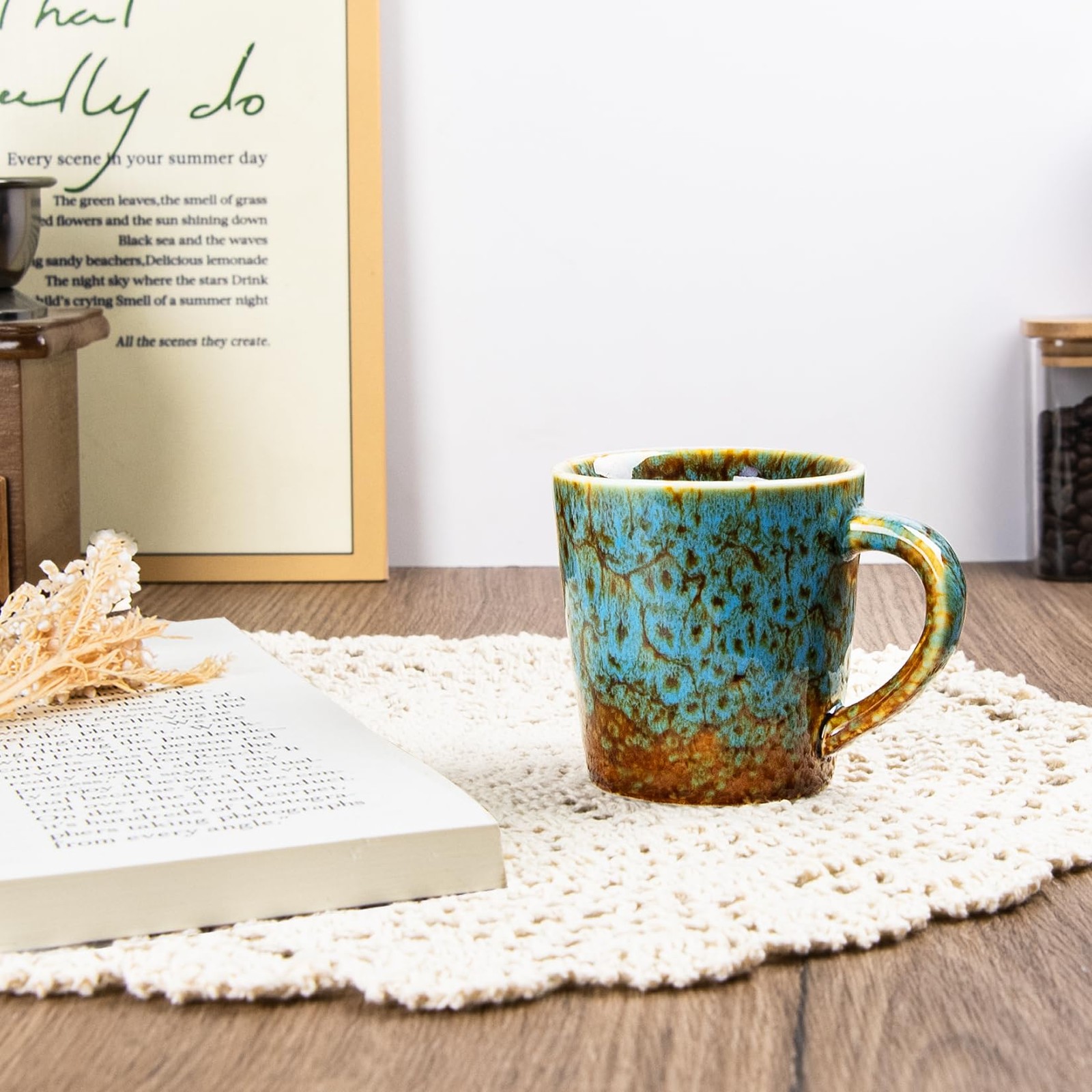 4.2 oz Espresso Cups Set of 2, Ceramic Coffee Mugs Demitasse Cups, Small Espr...