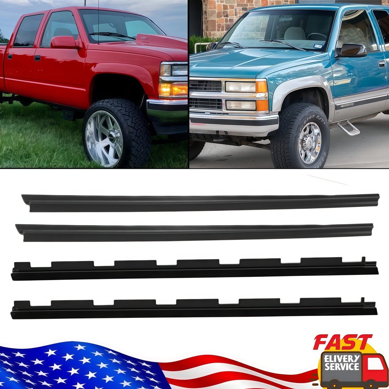 4PCS Fit Chevy Truck Inner & Outer Window Sweep Felt Trim Seal Weatherstrip