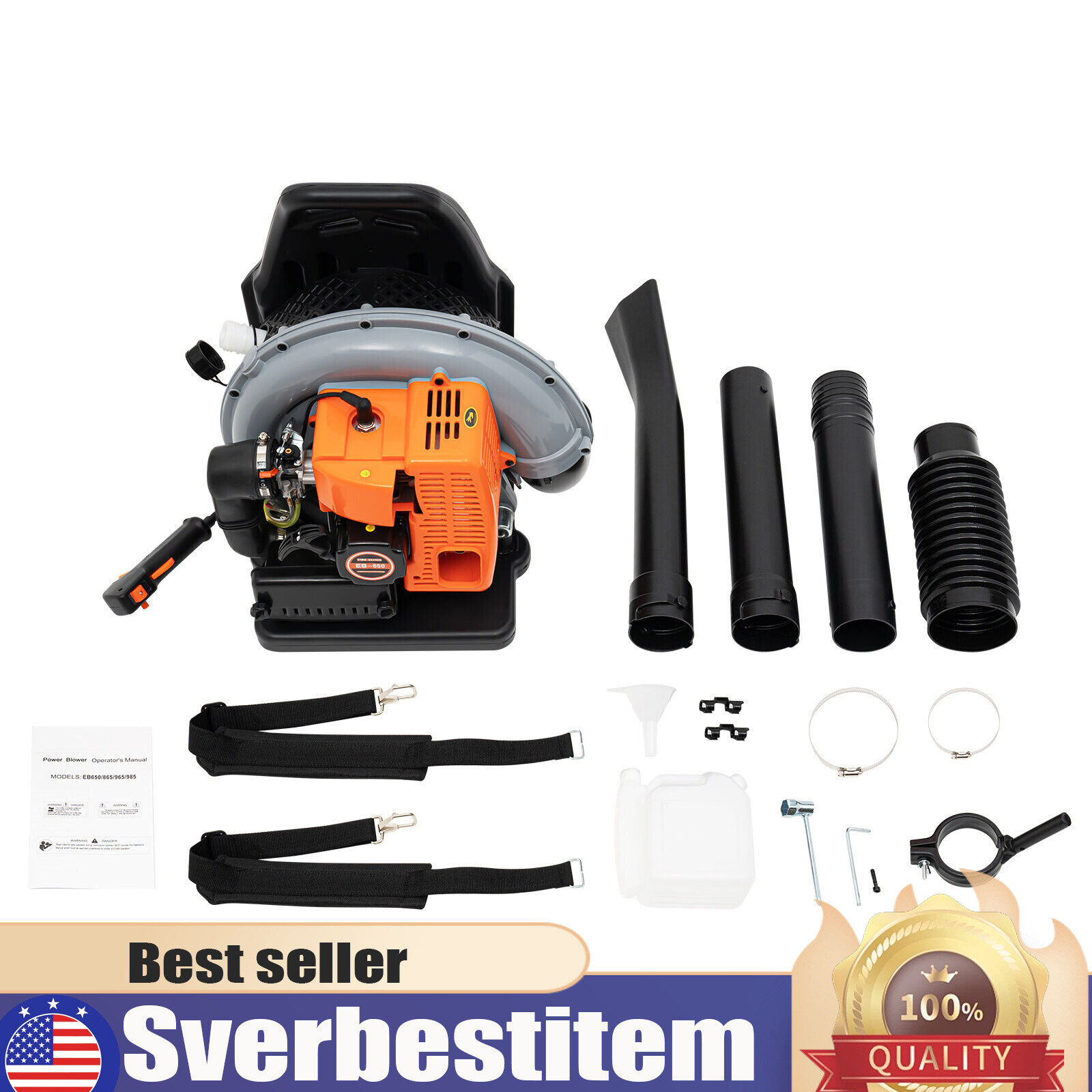 2024 New Upgraded 63CC 2-Stroke 850CFM 4.3HP Commercial Backpack Gas Leaf Blower