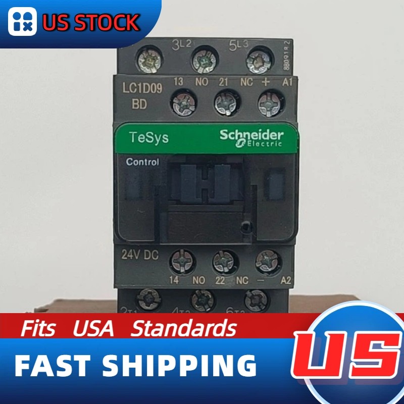 LC1D09BD Schneider New Contactor: 3 phase 3 NO, 24VDC coil, US In-Stock