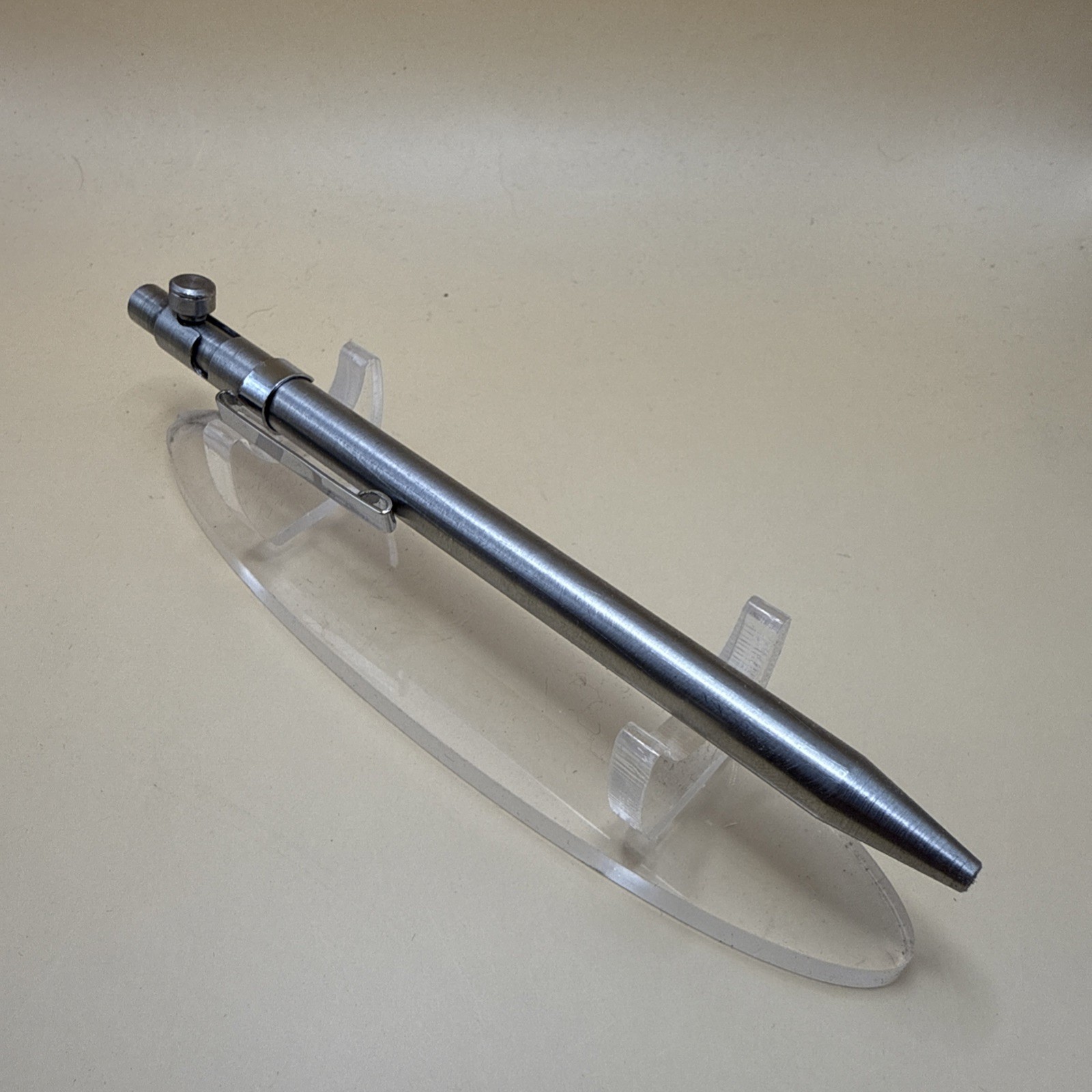 Handmade Stainless Steel Bolt Action Pen With Pocket Clip EDC