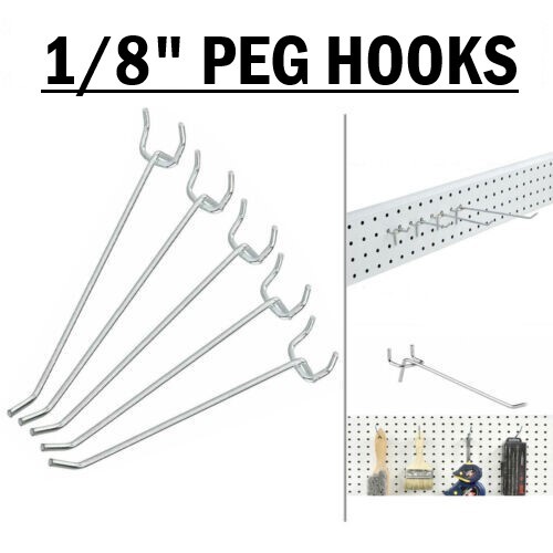 PEG HOOKS (25 50 200 PACK) 2" 4" 6" 8" 10" Straight Board Shelving 1/8" Steel