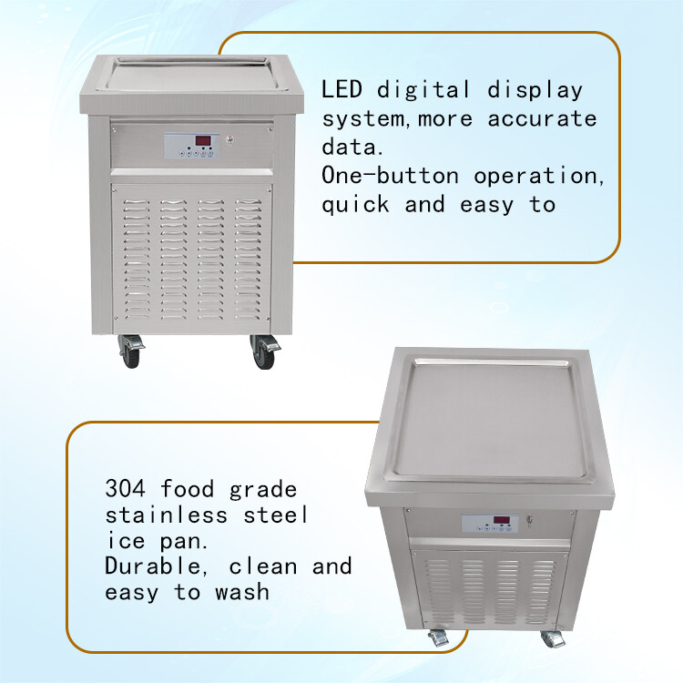Kolice ETL 21''x21" Single Pan Rolled Ice Cream Machine Fry Ice Cream Machine