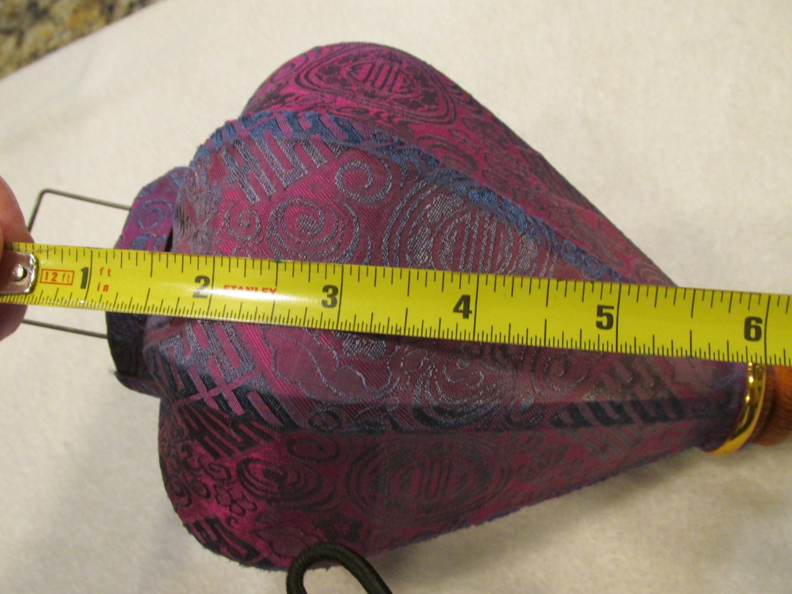 Authentic Signed Vietnam Bamboo and Silk Brocade 16" Lantern with Tassel