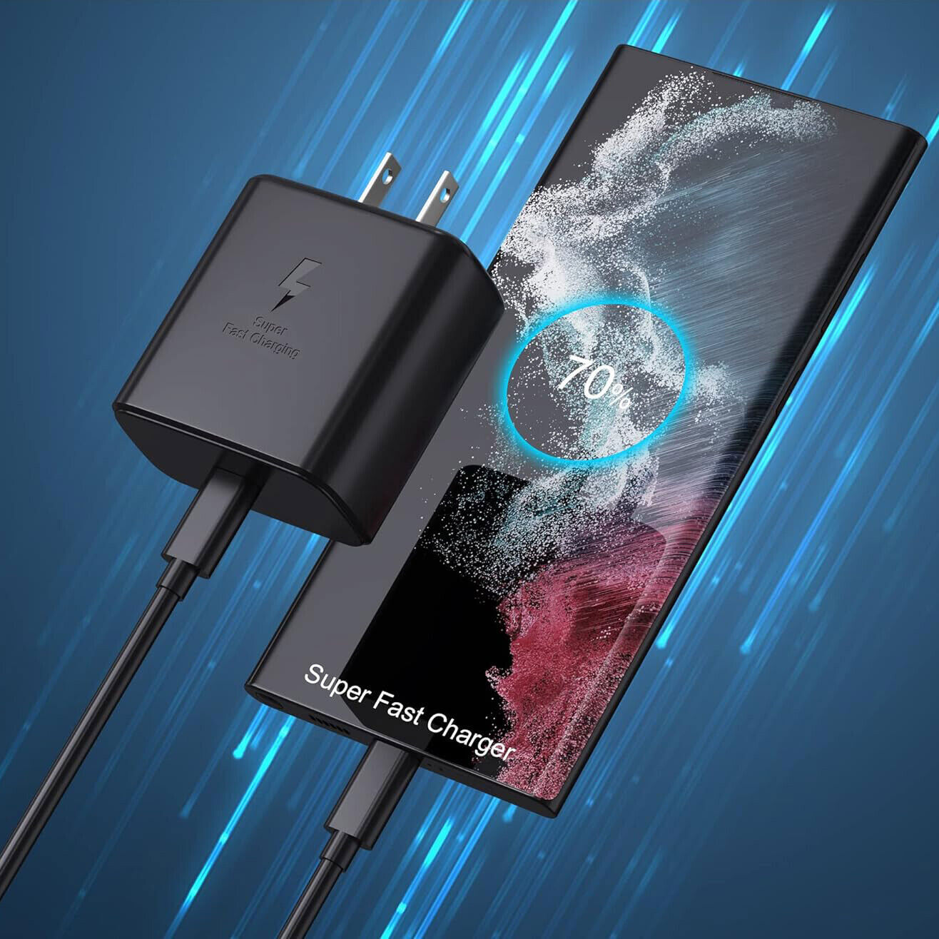 45W PD Fast Wall Charger+Type-C Cable For Samsung Galaxy S23 S22 S21 S20 Ultra H