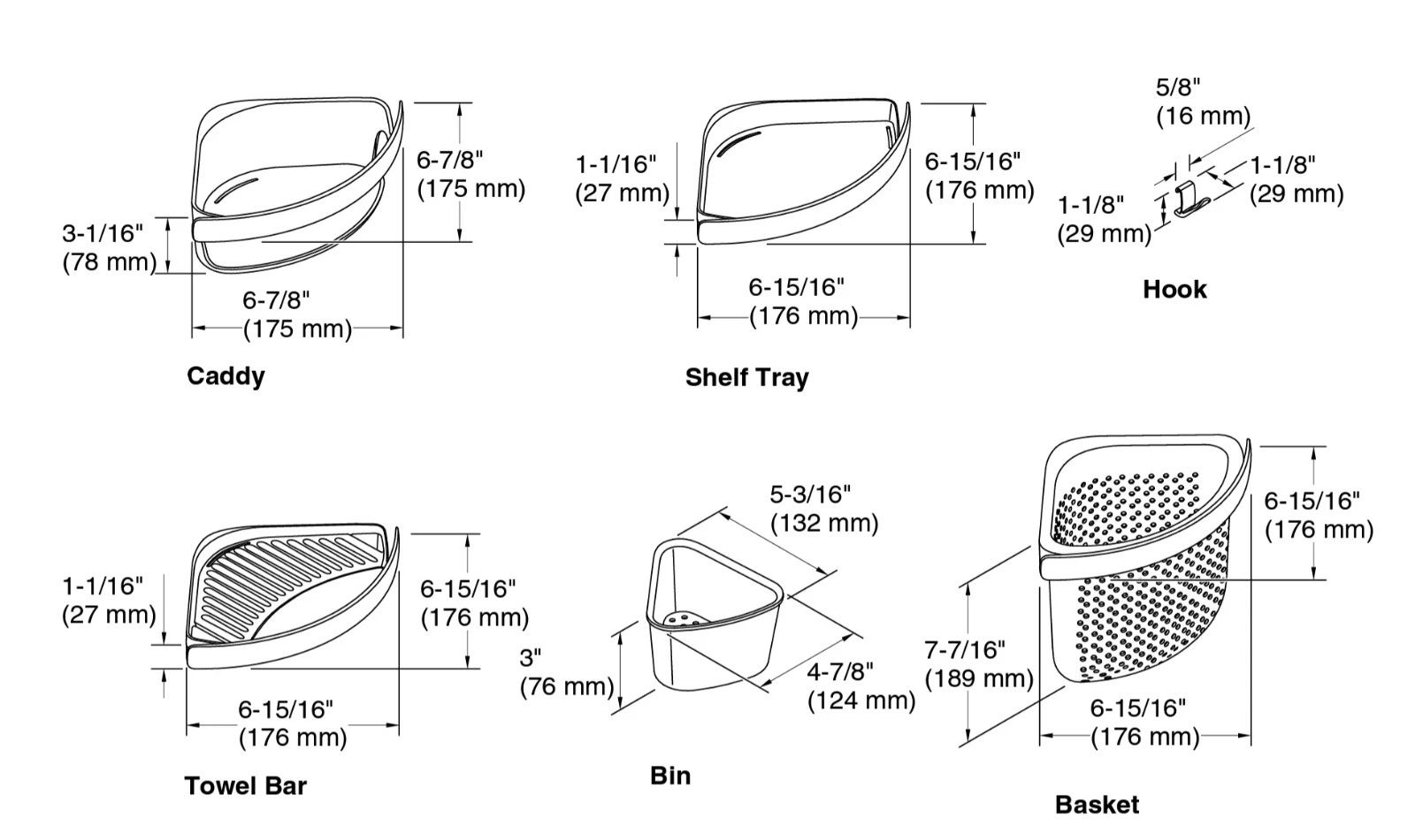 Sterling Store+ Bath / Shower System Soap Dish with Towel Bar
