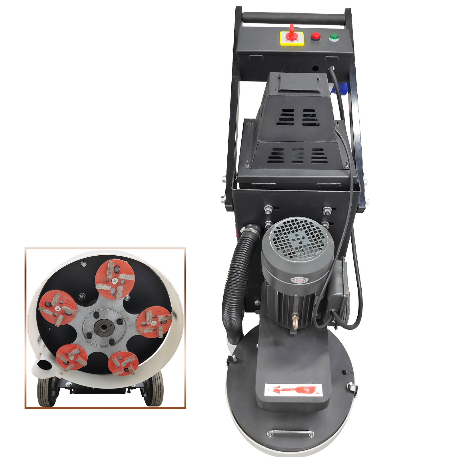 220V Concrete Floor Grinder Ground Polishing Machine w/5 Grinding Head Dust Free