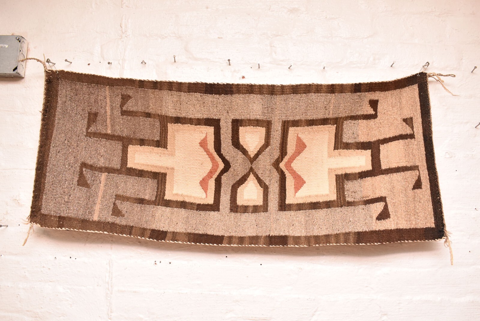 Antique Navajo Rug Native American Indian VTG klagetoh Weaving 39x16 Textile