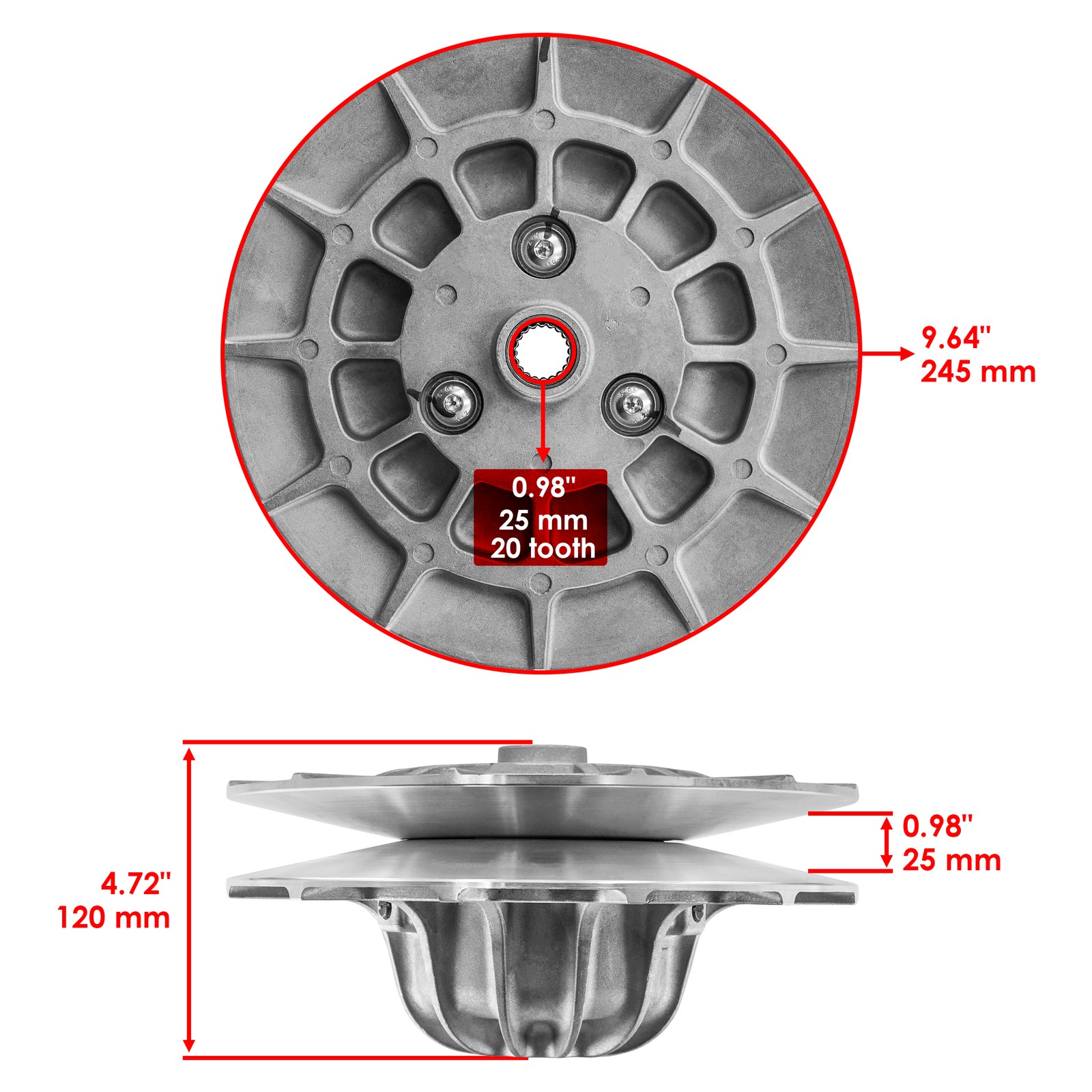 Caltric 1323824 1323798 1323800 Driven Converter Secondary Clutch For Polaris