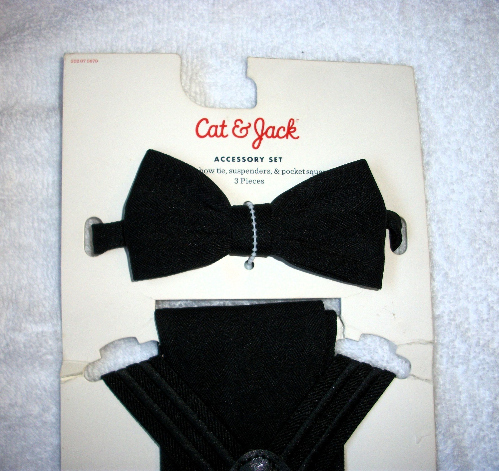 Cat & Jack Boys Bow Tie Suspender Set Handkerchief Black Adjustable Elastic *NWT