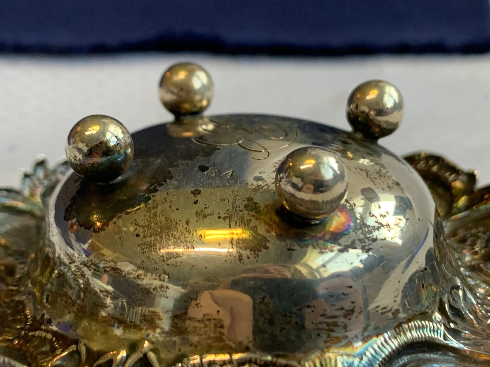 Antique Sterling Silver Condiment Dish Master Salt Cellar 36.66g Floral Repousse