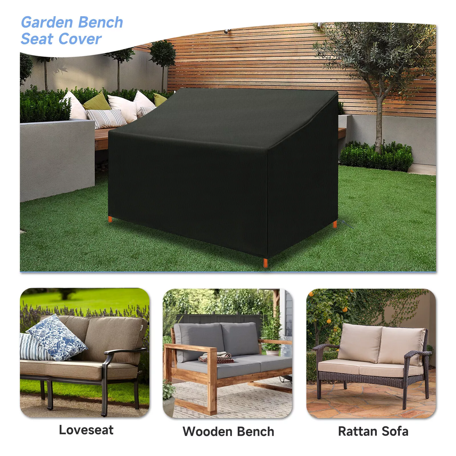 Waterproof Patio Loveseat Cover Outdoor Bench Furniture Sofa Couch 52Wx25Dx35H