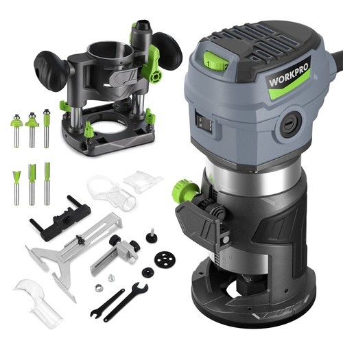WORKPRO Compact Router Combo Kit 6.5 Amp Compact Router Fixed Base&Plunge Router