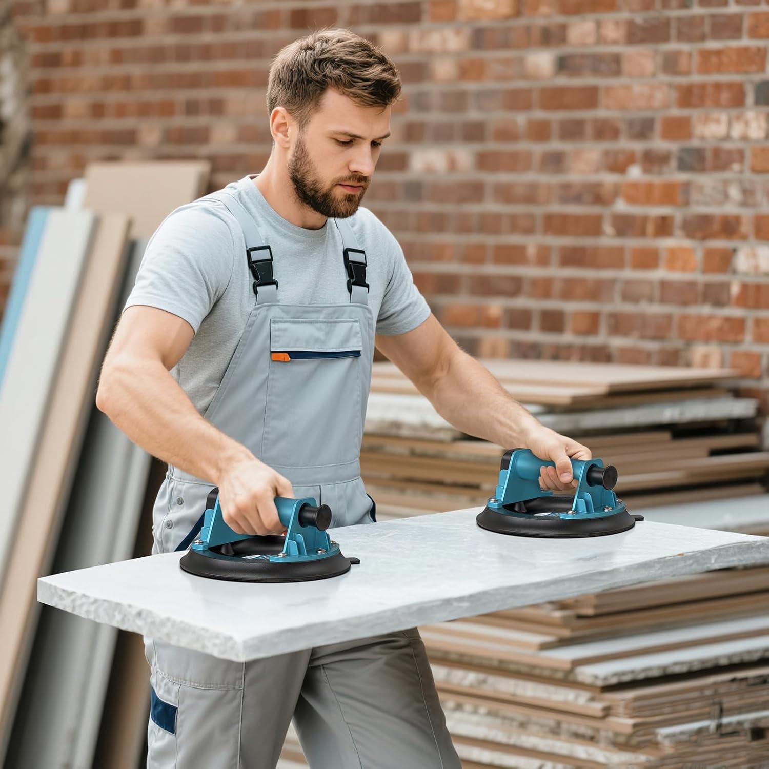 SEESII 8" Lifting Vacuum Suction Cup Lifter 200KG Heavy Duty Handle Lifter 2Pack