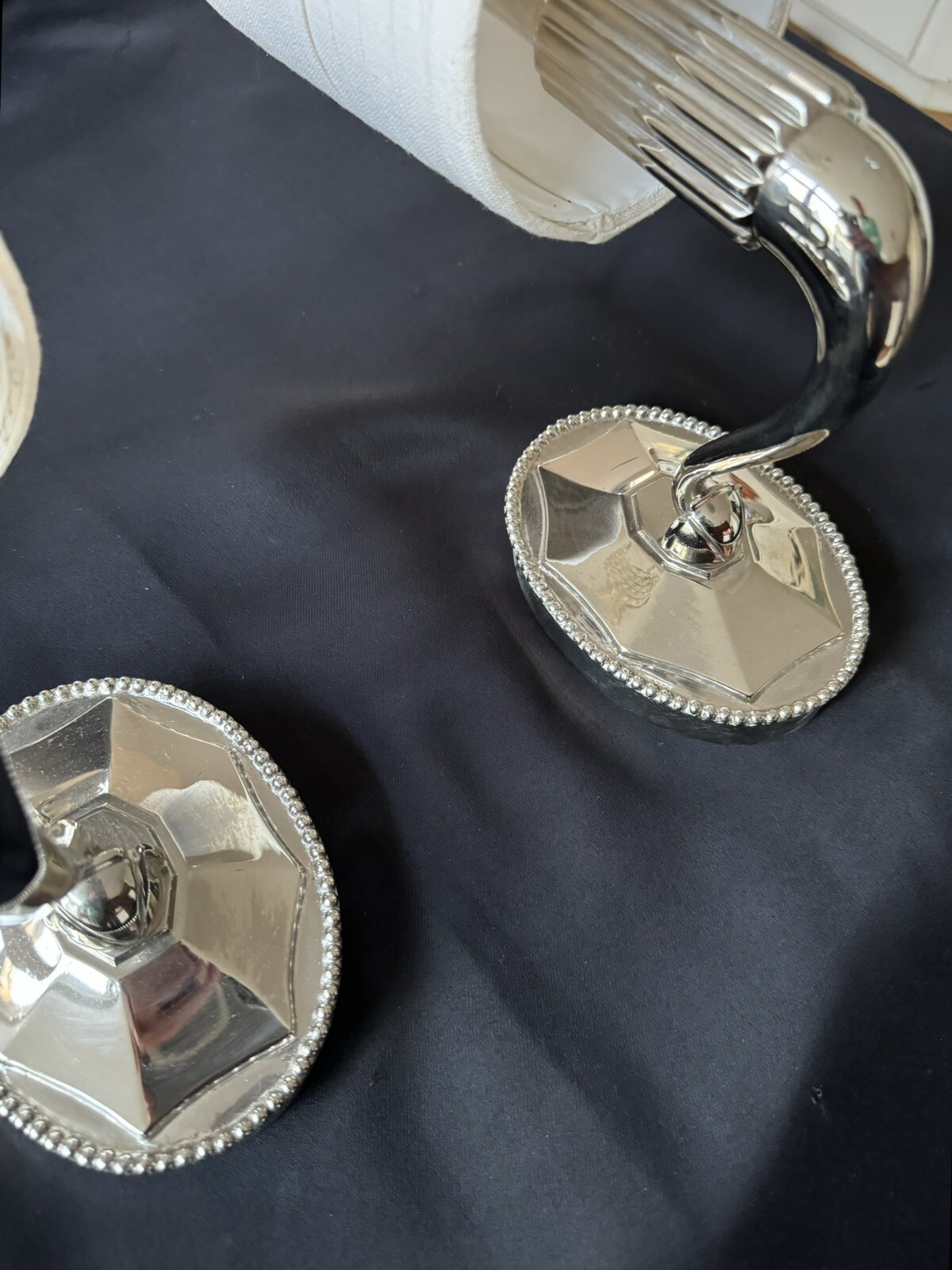 Pair Urban Archaeology Paris Chrome Wall Sconce Sconces White Pleated Shade