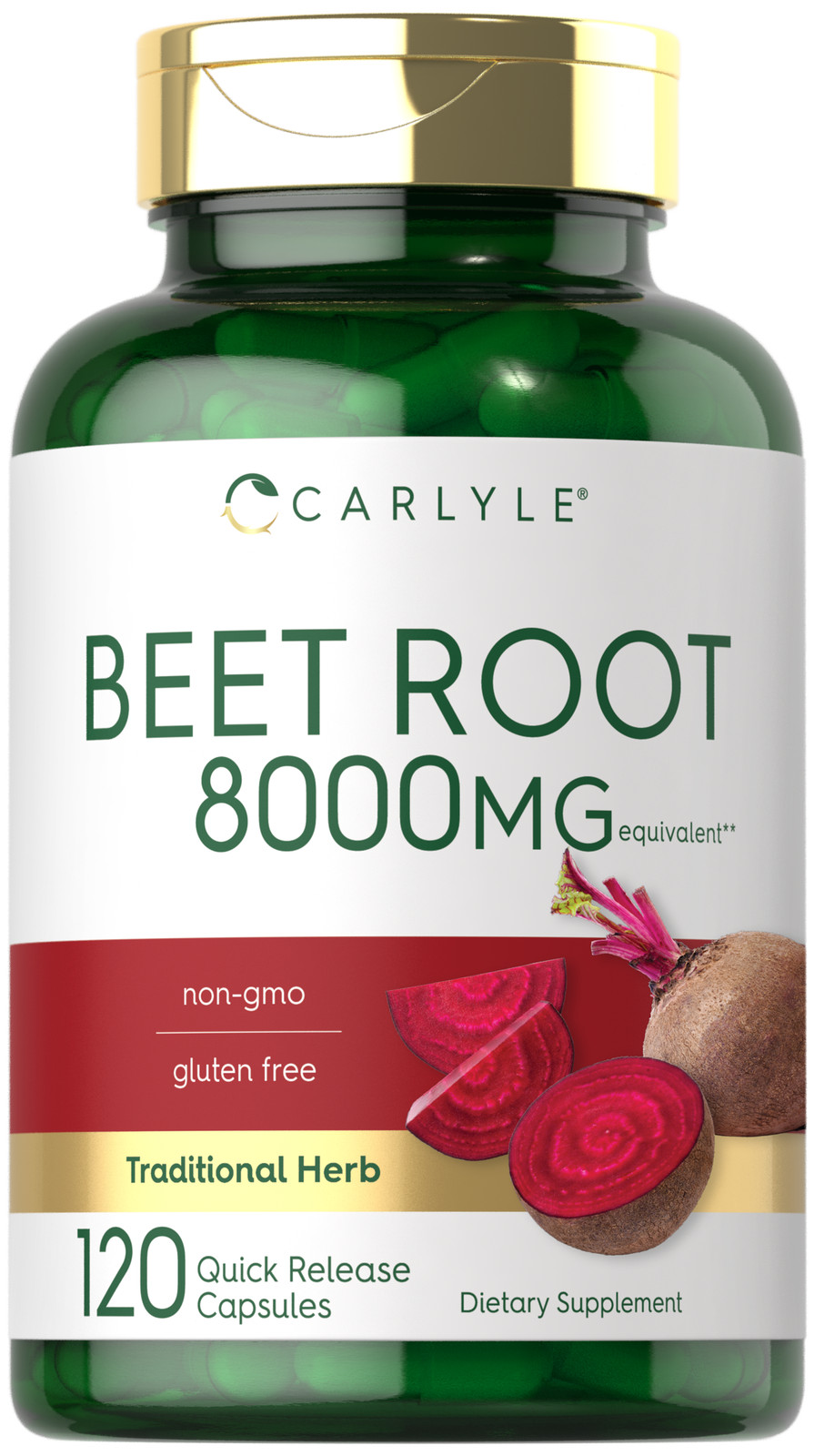 Beet Root Capsules | 8000mg | 120 Count | Non-GMO, Gluten Free | by Carlyle