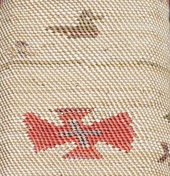 Vtg PNW Makah Native American Square Basket Animal Motif Whale Bird 3x5.5"