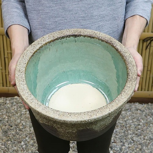 No.10 Gray Drip-Glazed Water Lily Bowl, Shigaraki—Goldfish/Medaka [su-0194]