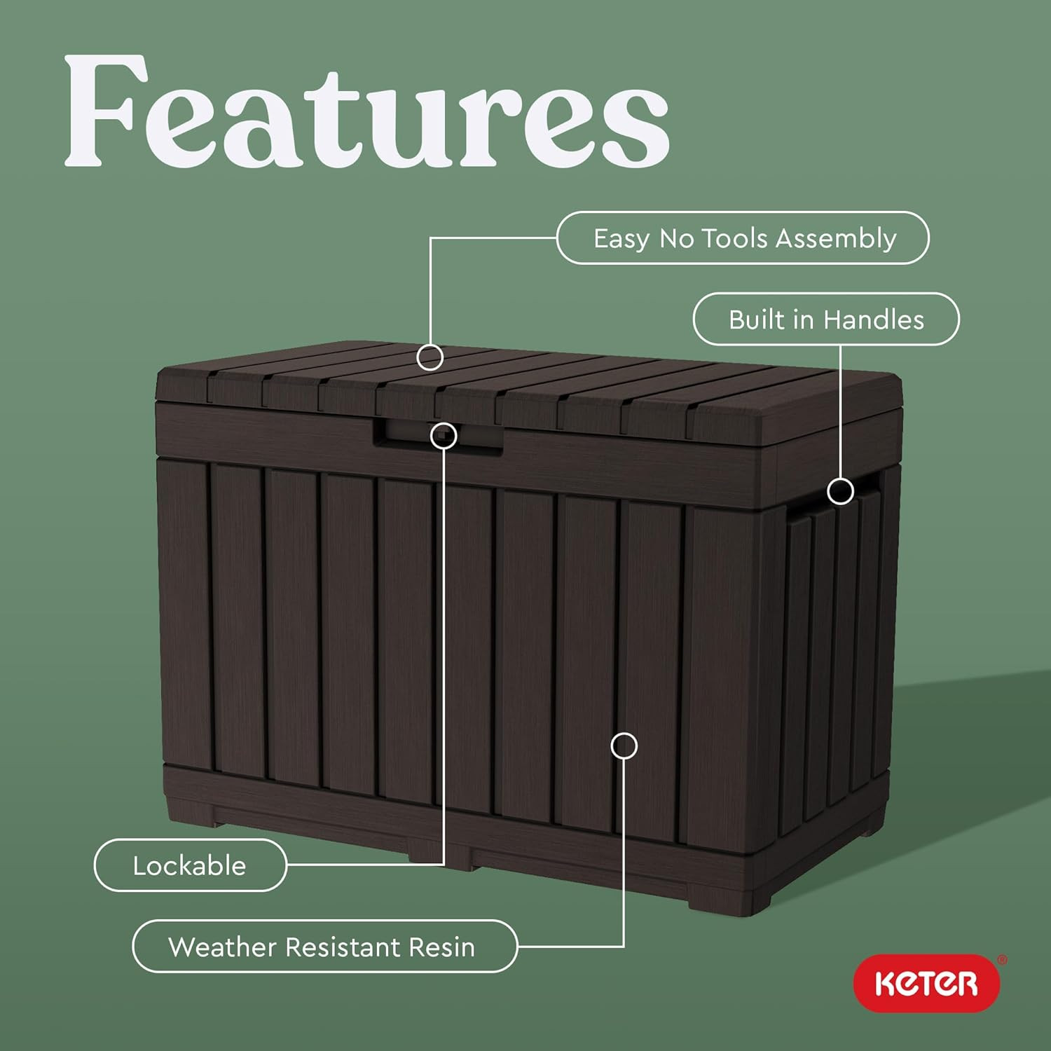 Kentwood 50 Gallon Resin Deck Box-Organization and Storage for Patio Cushions, T