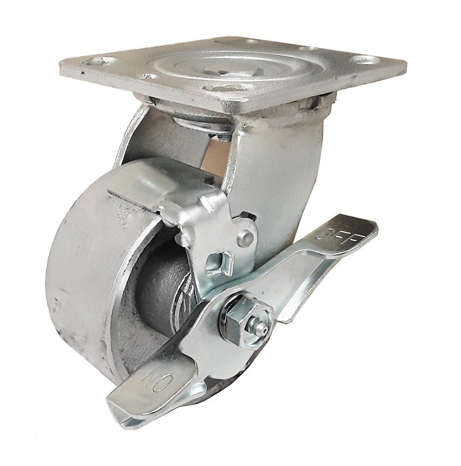 4 Heavy Duty Caster Set 4" 5" 6" All Steel Wheels Rigid Swivel and Brake