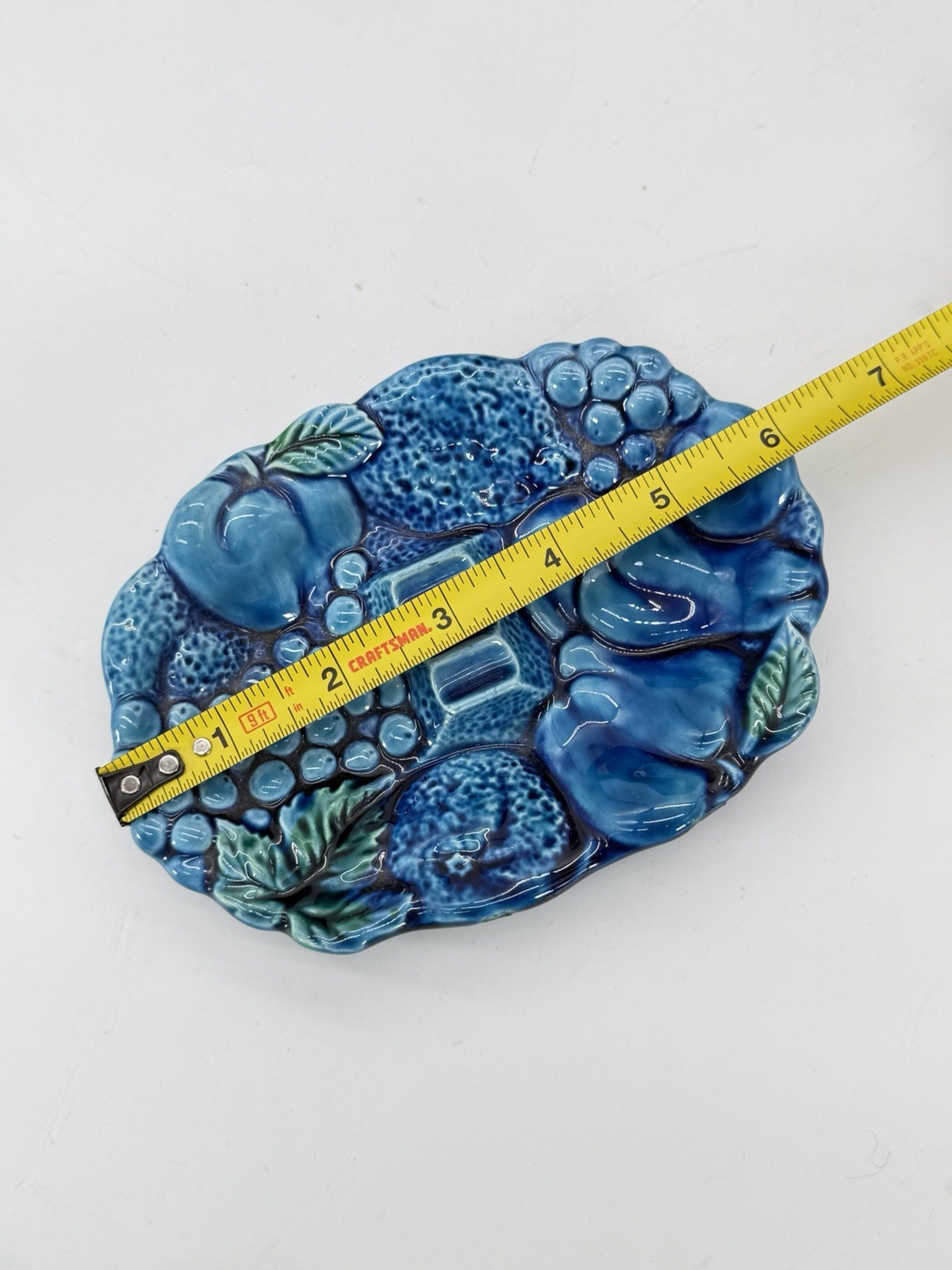 Vintage Inarco Ashtray Blue Mood Indigo Molded Fruit 3 Slot E3006 Japan RARE