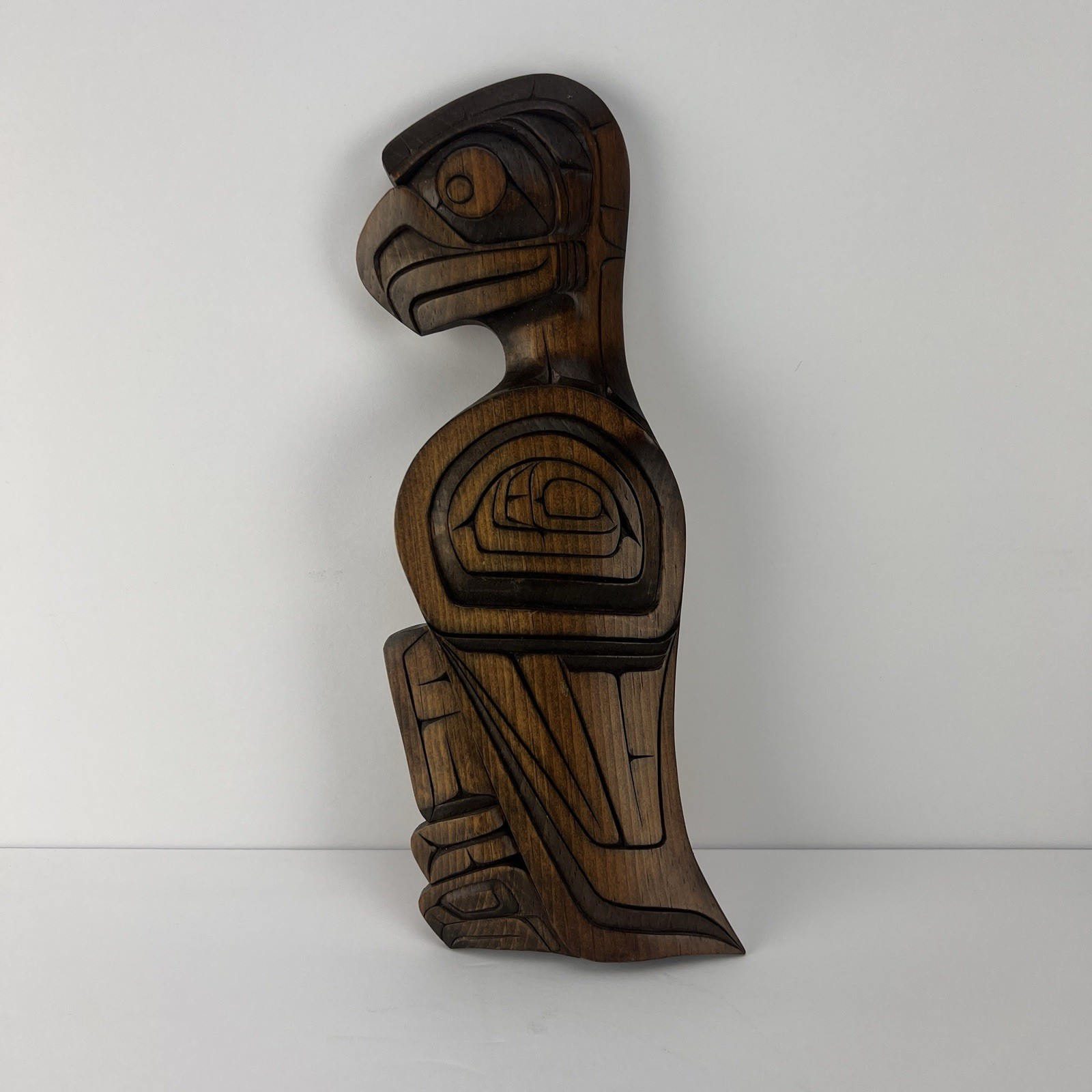 Vtg Joe Bob First Nations Wood Carving Eagle Wall Plaque z3q