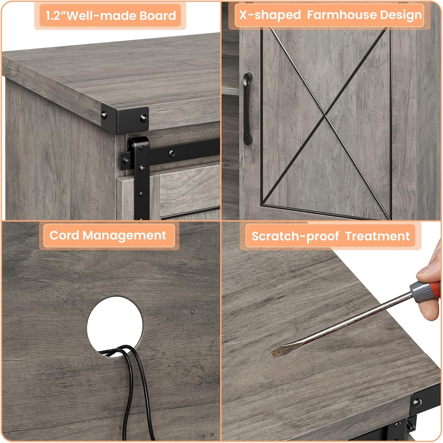 Farmhouse TV Stand Entertainment Center Media TV Console Table for TVs up to 65"