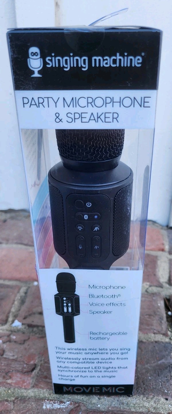 Singing Machine Karaoke Move Microphone with Bluetooth Lights & Speaker, NEW!!