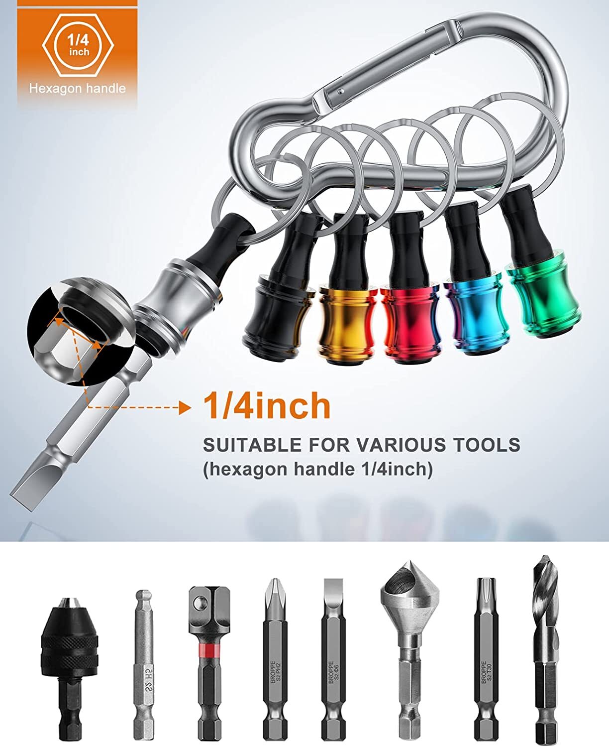 1/4" Hex Shank Quick Release Keychain Screwdriver Drill Bit Holder Bit Set 70PCS