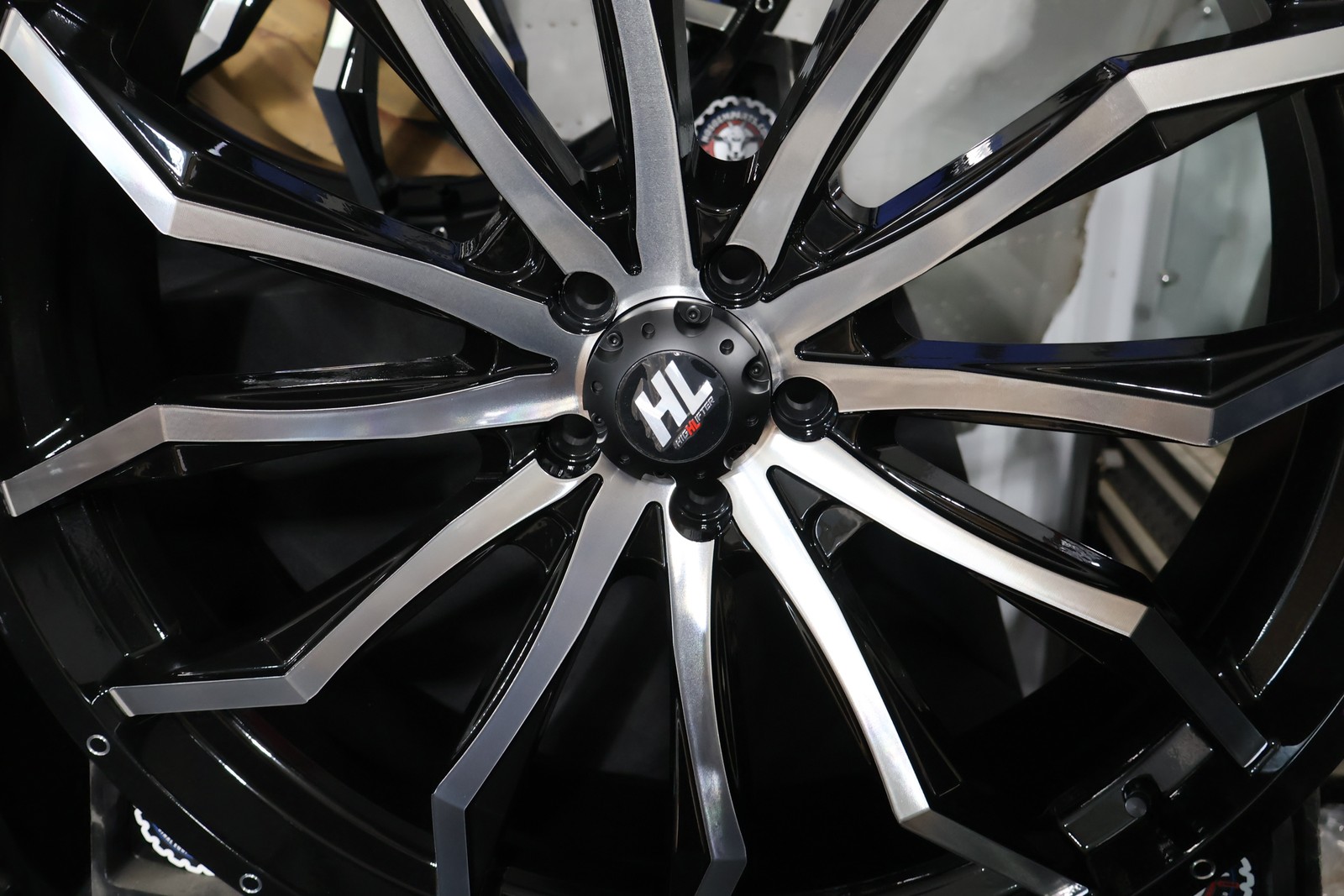 24HL21-1145 NEW HIGH LIFTER GLOSS BLACK/MACHINED 24X7 WHEELS FITS POLARIS RZR RA