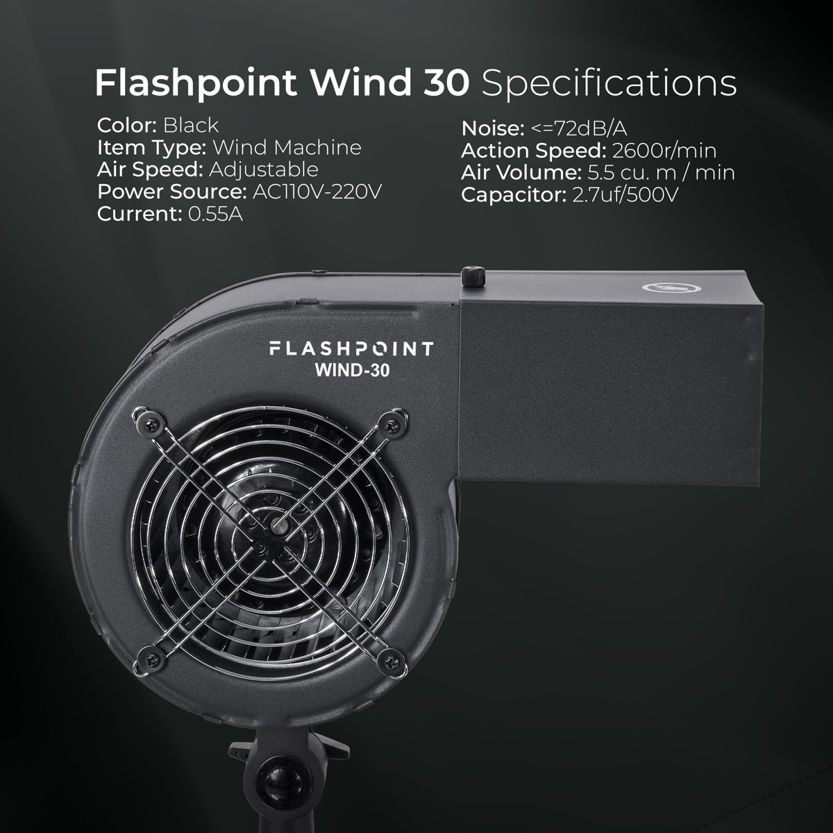 Flashpoint Wind 30 AC-Powered Studio Fan