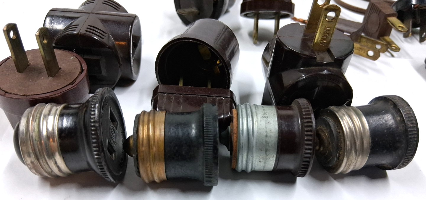 Vintage Lamp / Light Plugs other assorted electrical items lot of over 20