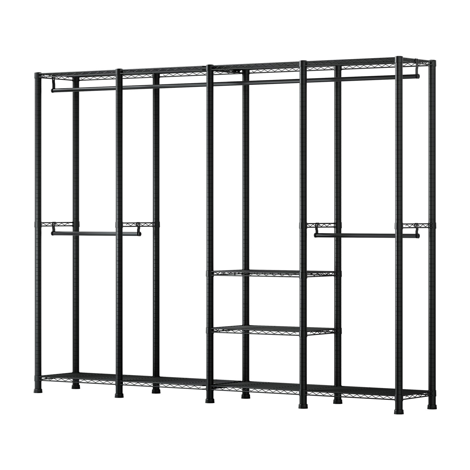 Uimoso Adjustable Height Garment Rack with 4 Hanging Rods for Clothes Storage