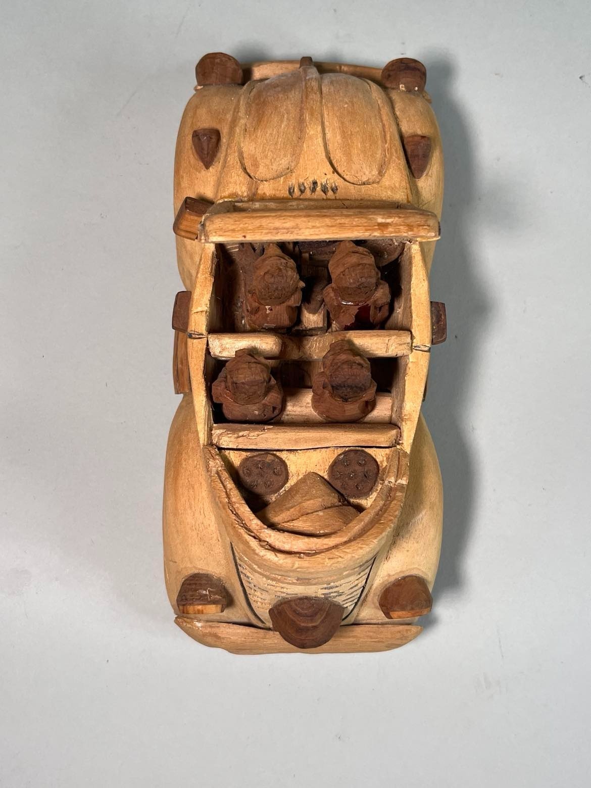 Vintage Ghana African Folkart Carved Wood VW Volkswagen Beetle Cabriolet Conv.