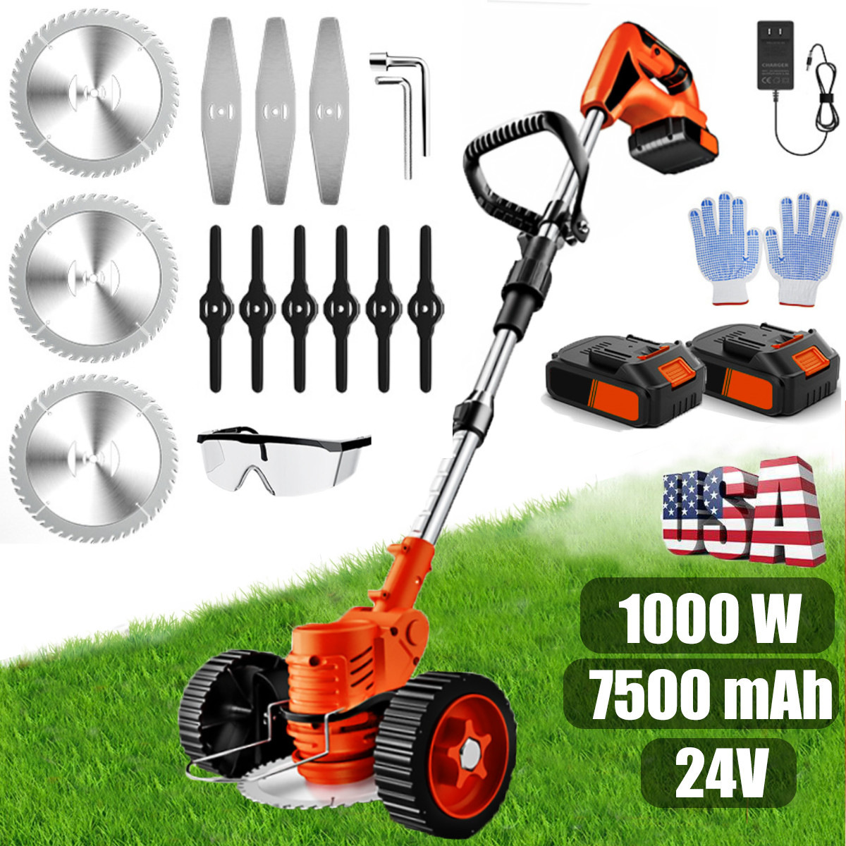 Electric Cordless Weed Lawn Eater Edger Yard Grass String Trimmer Cutter Mower