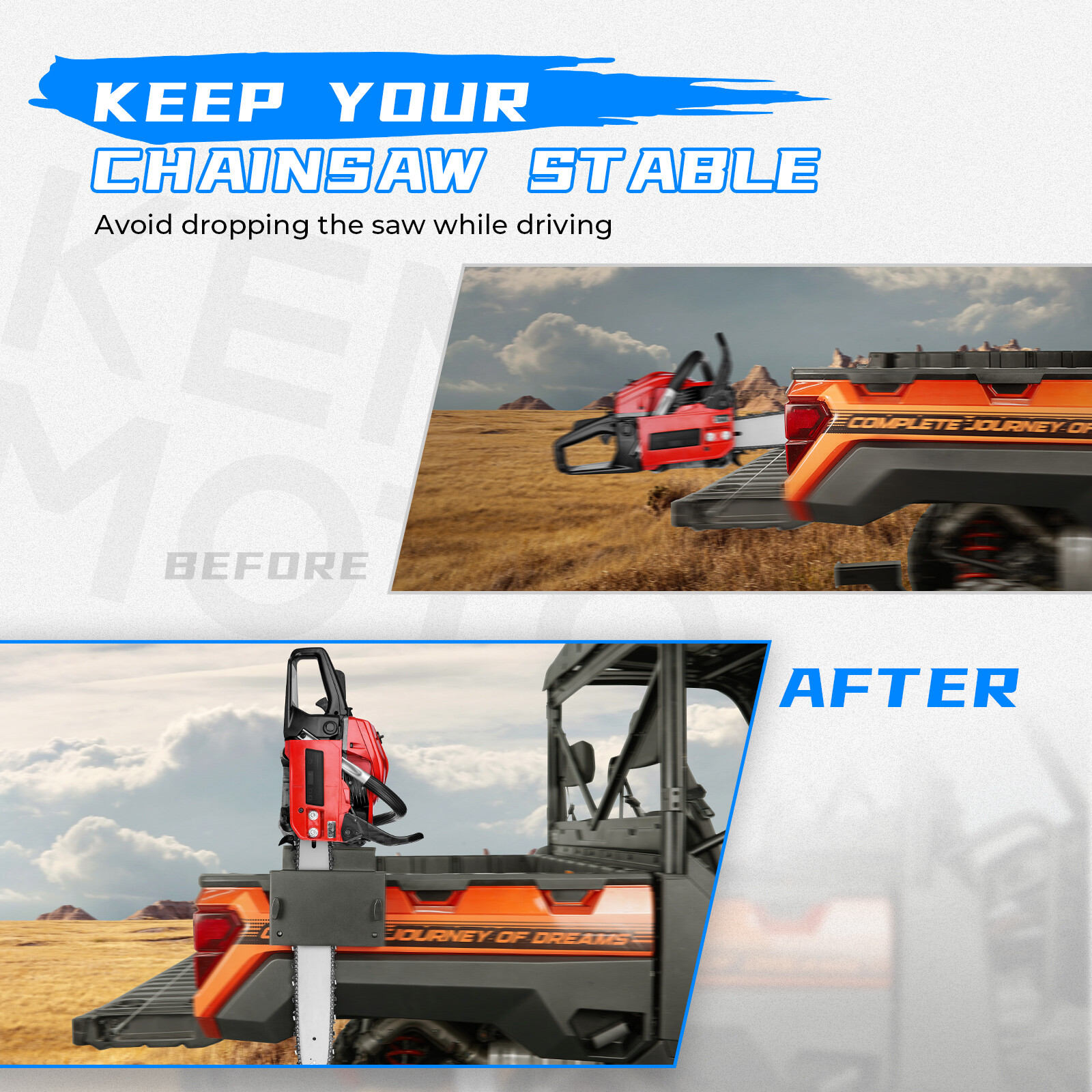 KEMIMOTO ATV UTV Chain Saw Mount Bracket Tool Rack For Polaris Ranger XP 1000